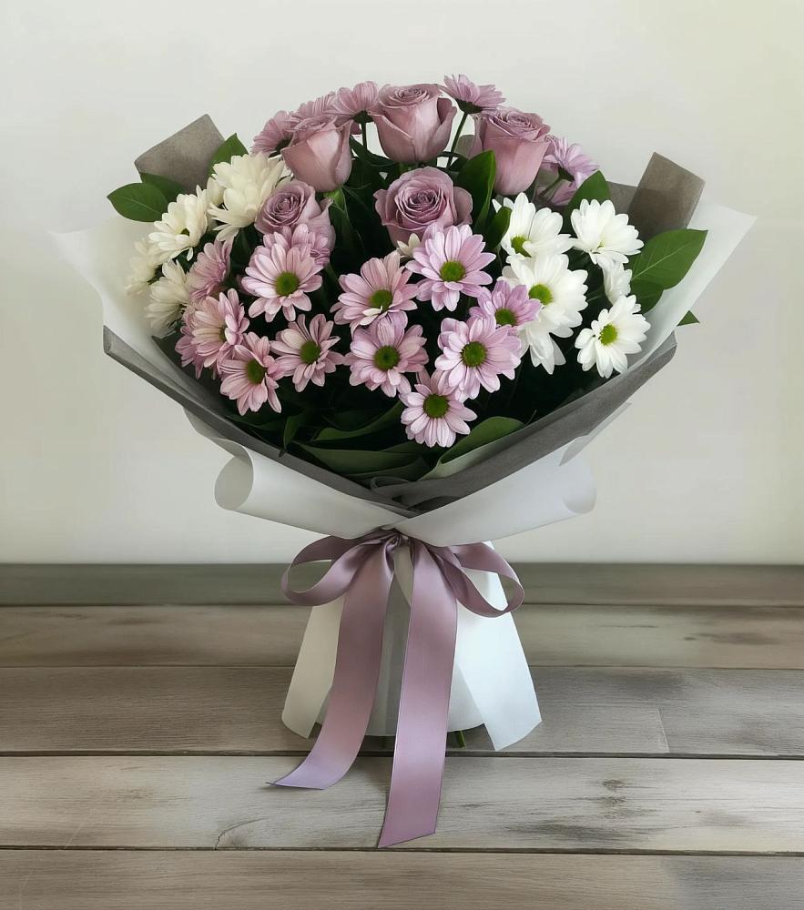 Букет цветов из: Хризантемы и Розы в Пудоже
