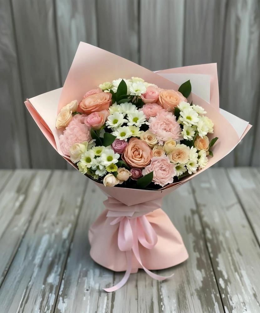 Букет цветов из: Гвоздики, Розы и Хризантемы в Пудоже