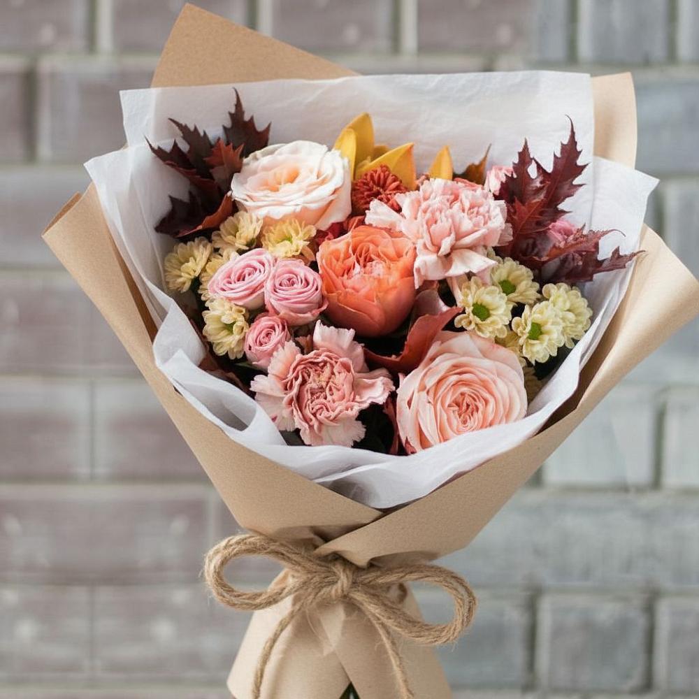 Букет цветов из: Гвоздики, Хризантемы и Розы в Пудоже