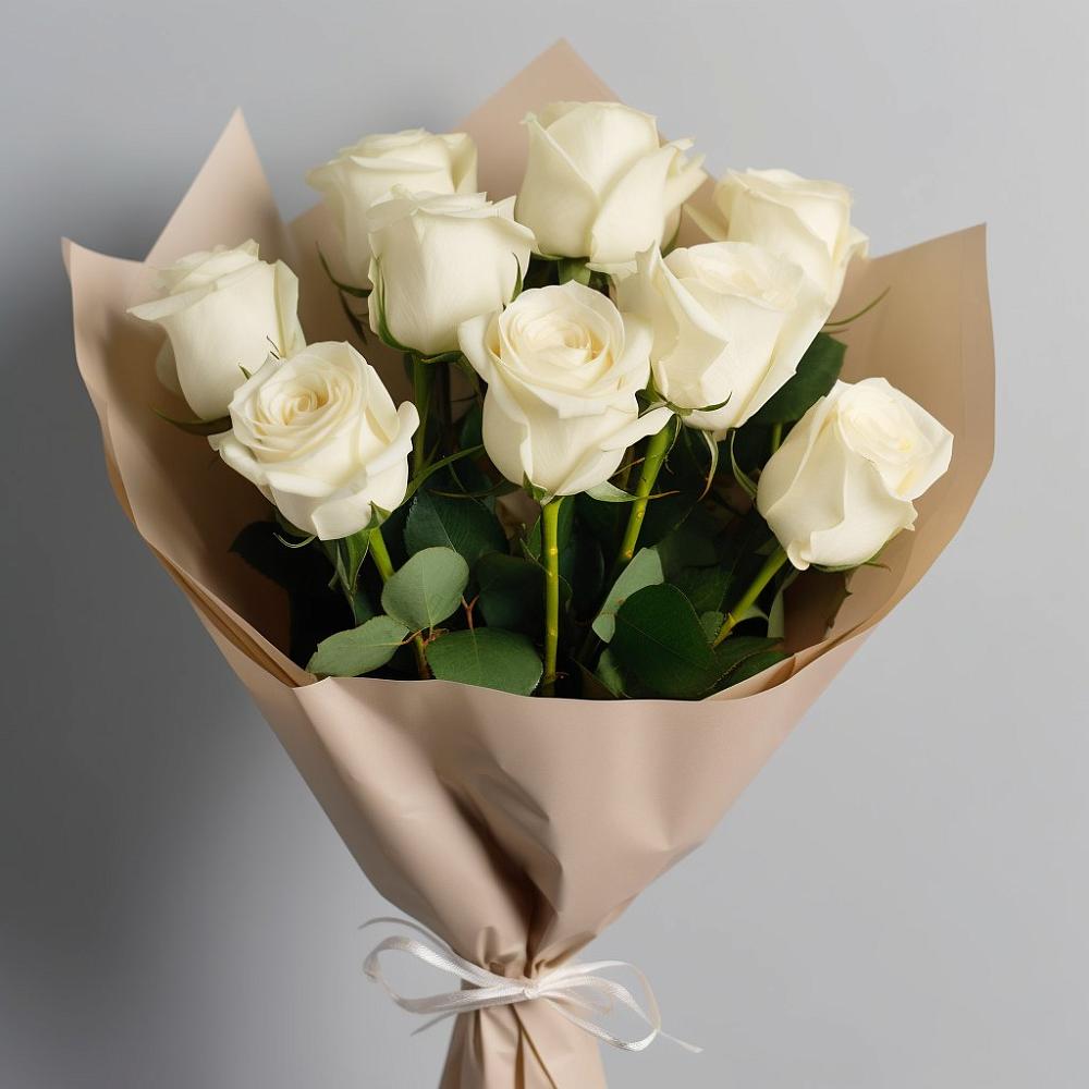 Букет 9 Белых роз Эдлесс Лав в Пудоже