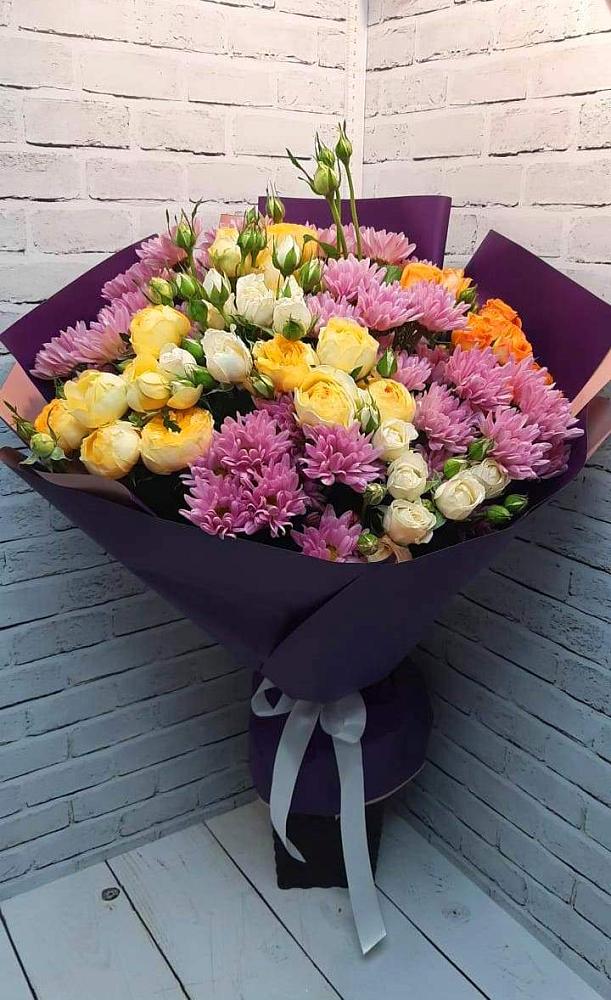 Букет цветов из: Хризантемы и Розы в Пудоже