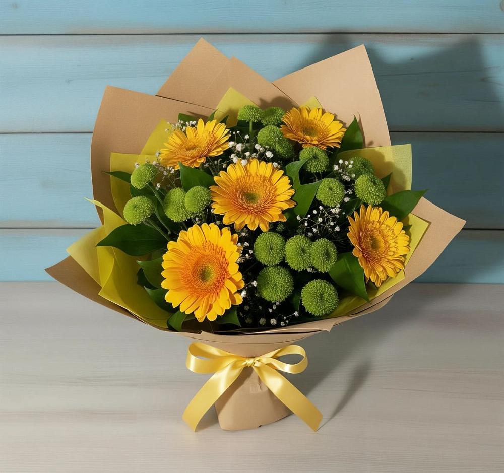 Букет цветов из: Герберы и Хризантемы в Пудоже