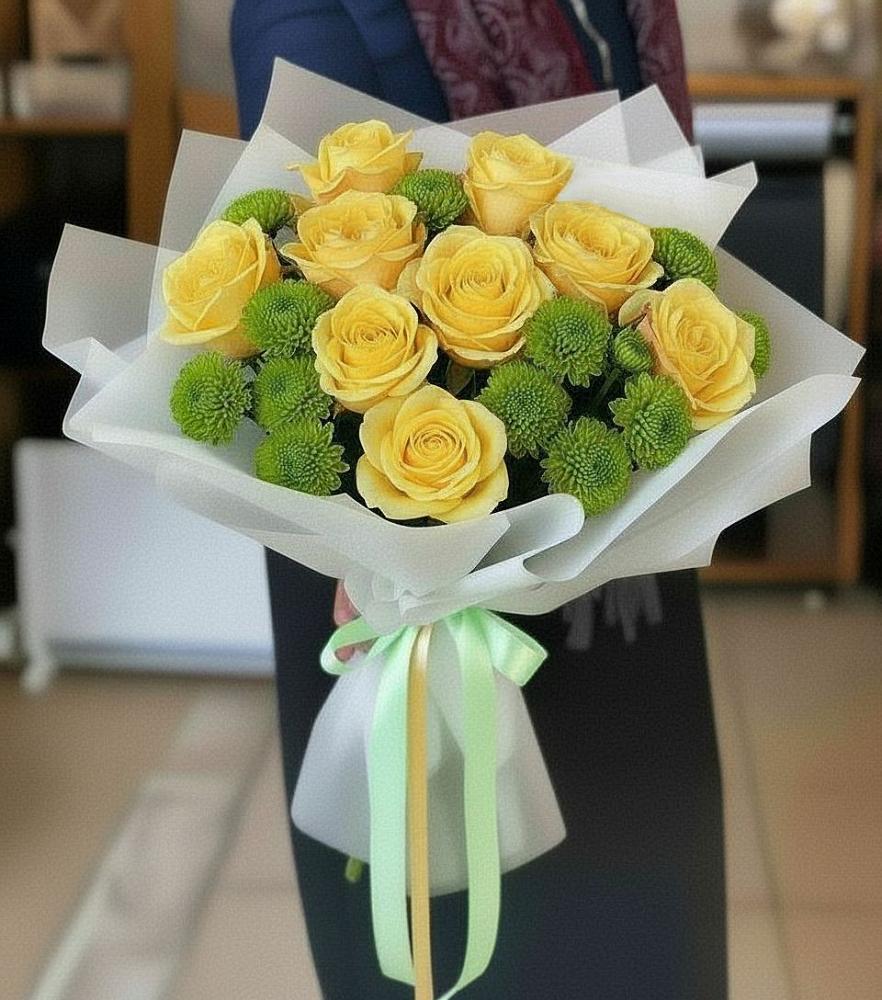 Букет цветов из: Хризантемы и Розы в Пудоже