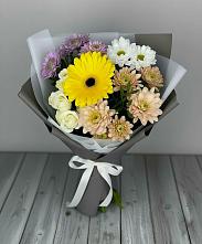 Букет цветов из:  Розы, Герберы и Хризантемы #REPLACE_PRED# Пудоже