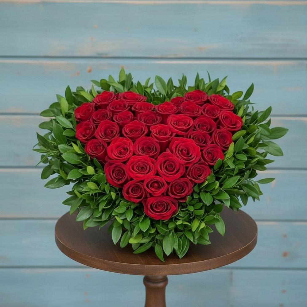 Цветочная композиция из Розы в виде сердца в Пудоже