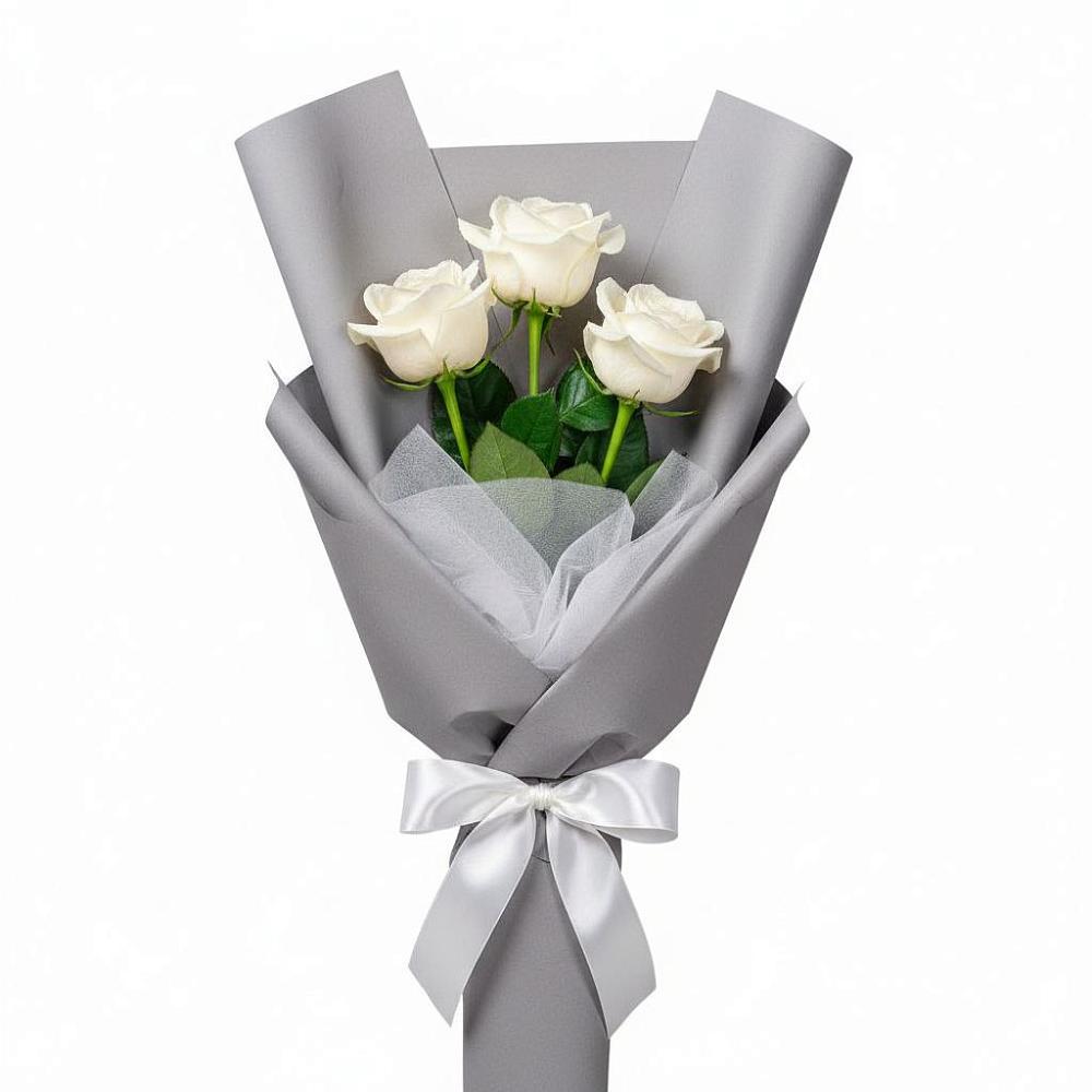 Букет 3 белые розы в Пудоже