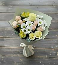 Букет цветов из:  Альстромерии, Розы и Хризантемы в Пудоже